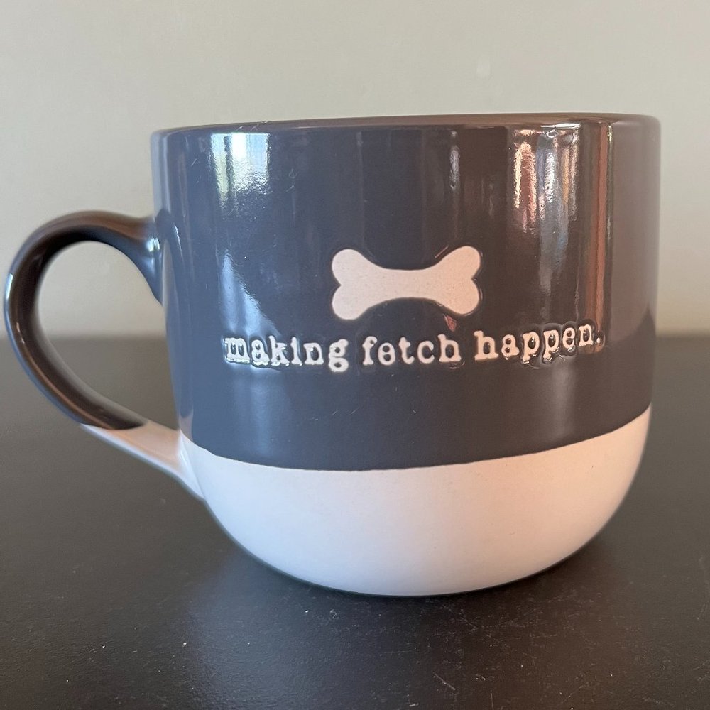 Winifred & Lily Making Fetch Happen Dog Mug Large 16 oz Ceramic Coffee Cup Gray
